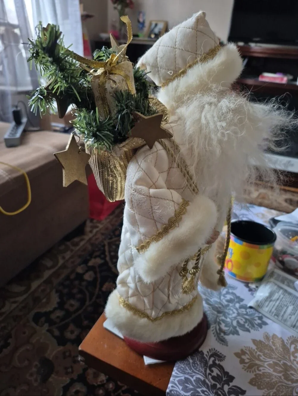 White and Gold Standing Santa Claus Christmas